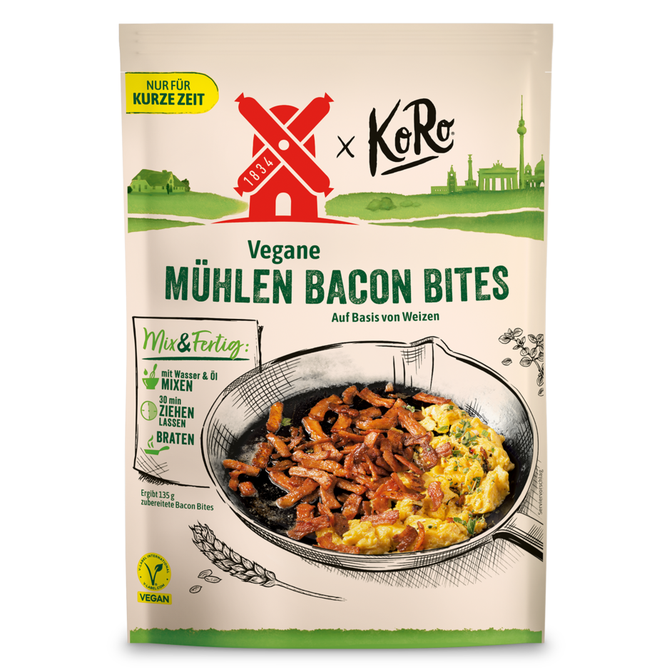 Mix & Fertig Vegane Mühlen Bacon Bites x KoRo Rügenwalder Mühle